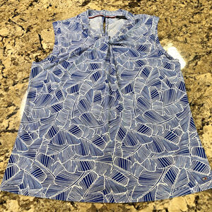 Size M Tommy Hilfiger Women’s Shirt Blue Palm Print Light Stretchy Causal X